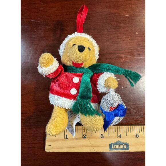 Disney Store 2001 Winnie The Pooh Holiday Stocking & Bell Mini Plush Ornament - Picture 6 of 6